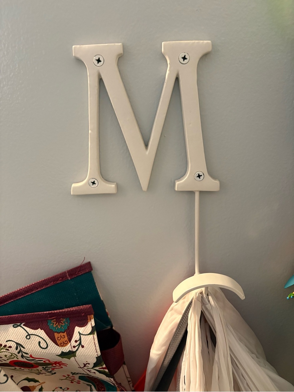 White Decorative Letter M Wall Hook - Home Wall Decor